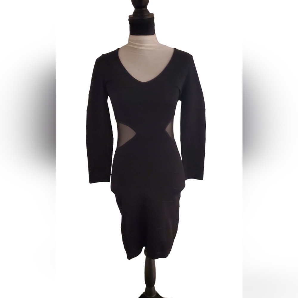 Bebe Mesh Insert Bandage Bodycon Dress